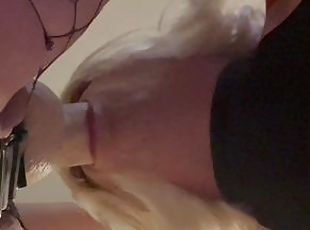 Sissy throat fuck with ejaculating strapon