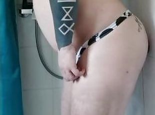 Shower enema and a bit of anal dildo play