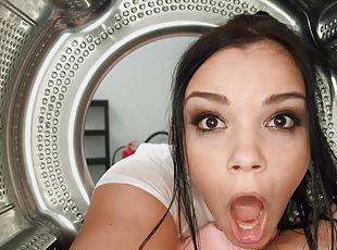 Chubby room-mate Sofia Lee gets stuck and fucked ion the butt