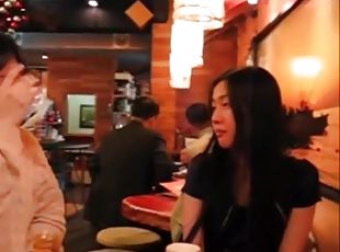 Asian couple has dinner and POV sex