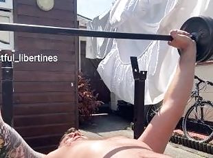 Hairy British Milf Wife Pissed in Husbands Face While Doing Weights