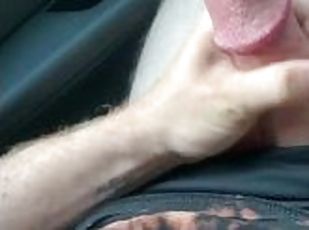 Public masturbation in car with CUMSHOT