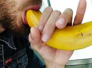 ענק-huge, מציצה, הומוסקסואל, לגמור, בננה, מציצה-sucking