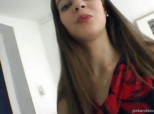 Double blowjob for a naughty teen whore from the neighborhood