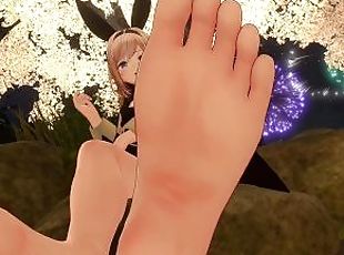 Bunny girl gives you a footjob in exchange for some mula