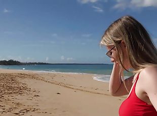 Outdoor dicking on the beach with horny Melody Marks - POV
