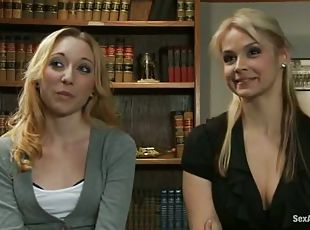Two sexy blondes get their assholes ripped apart by Steve Holmes