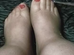 fötter, söt, fetisch, nylon