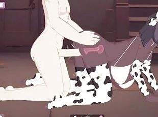 Lust's Cupid, a 2D sex simulation game Sexy Girl dressed as a cow costume Gyunyu