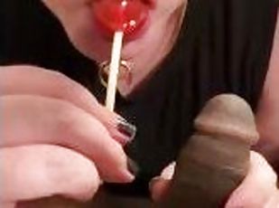 Snow Bunny sucks Dick with a Lollipop